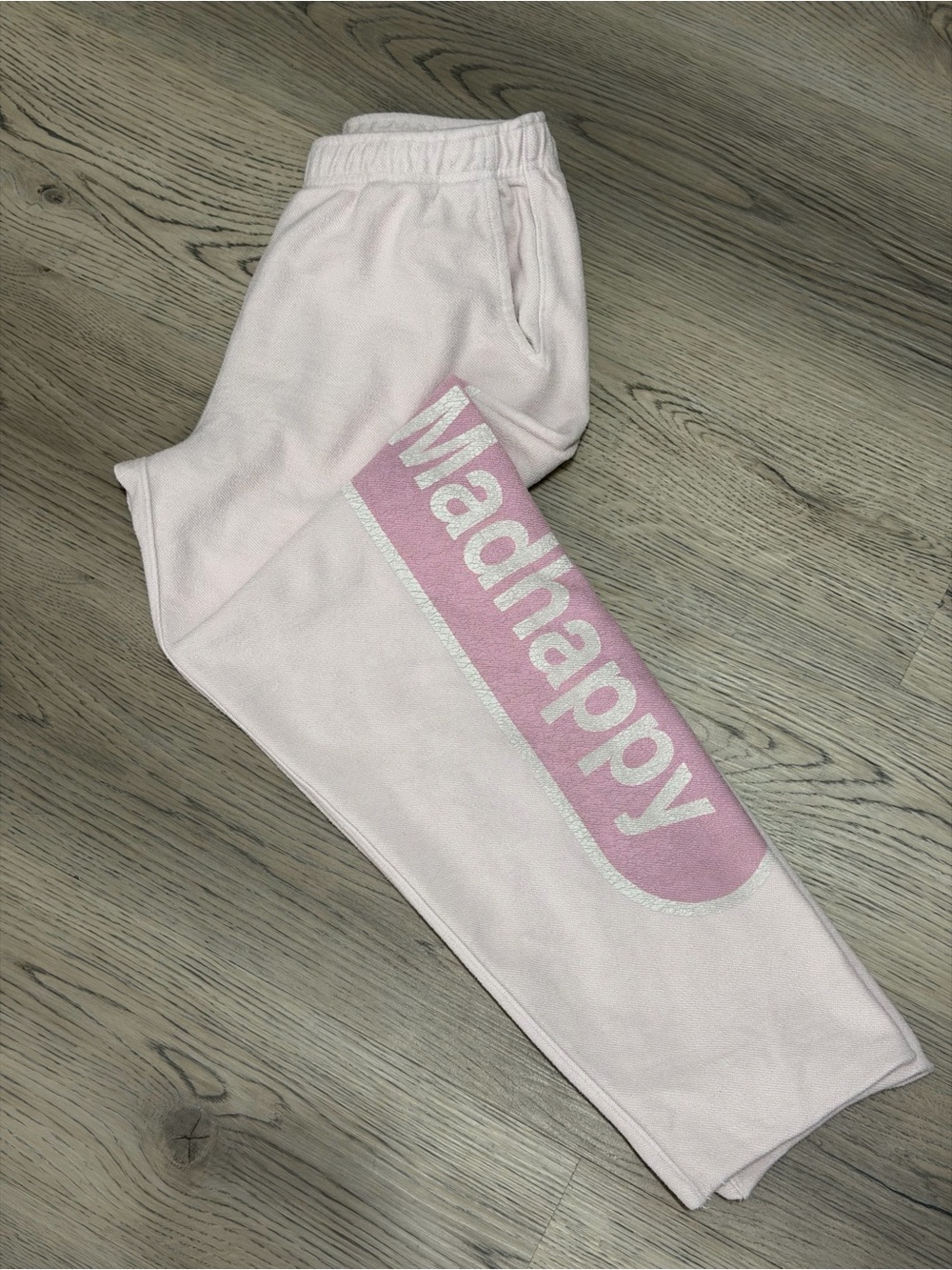 Madhappy Baby Pink SPELLOUT LOGO Wide Leg SWEATPANTS Size S - RARE WORN ONCE